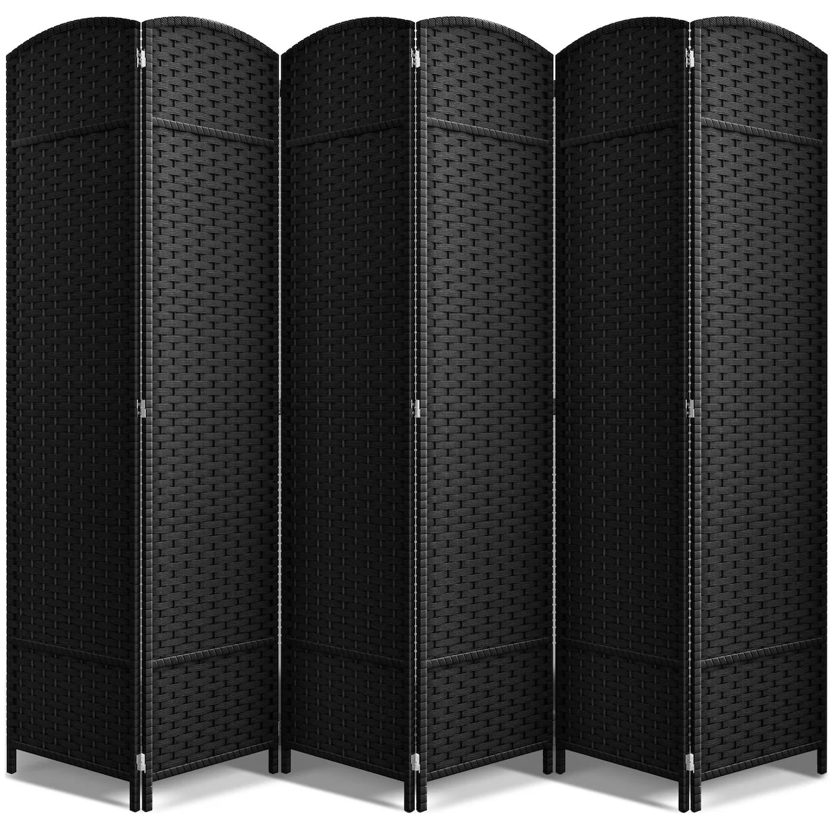 6-Panel Room Divider Privacy Screen With Hand-Woven Mesh Panels - 6 Ft Tall