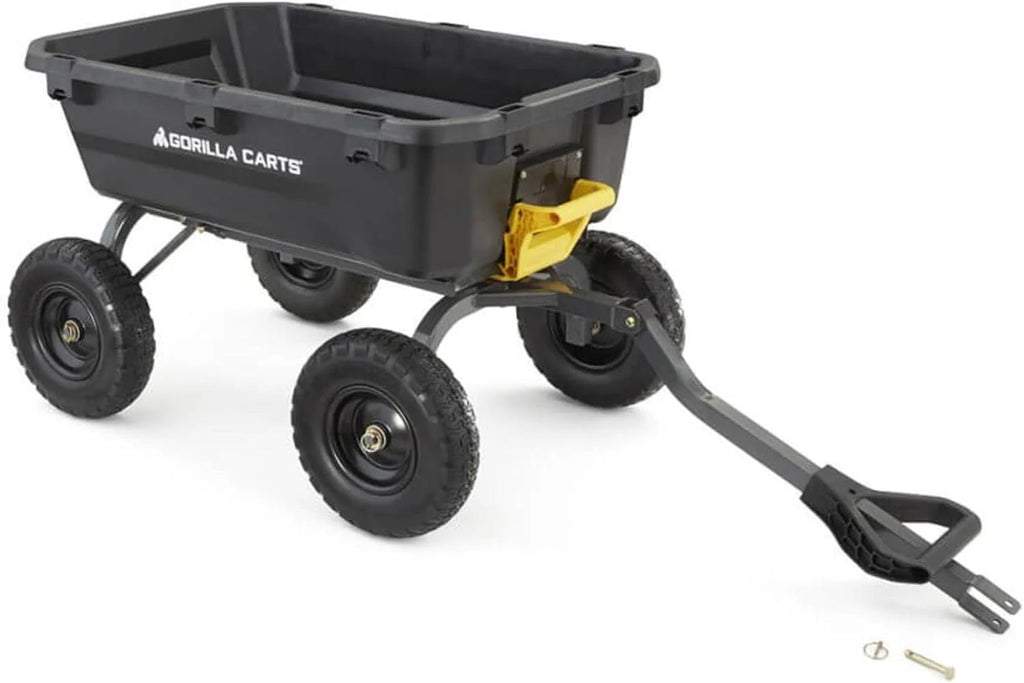 Poly Dump Garden Cart With No-Flat Tires, 7 Cubic Feet, 1200-Pound Capacity, Black - 7GCG-NF