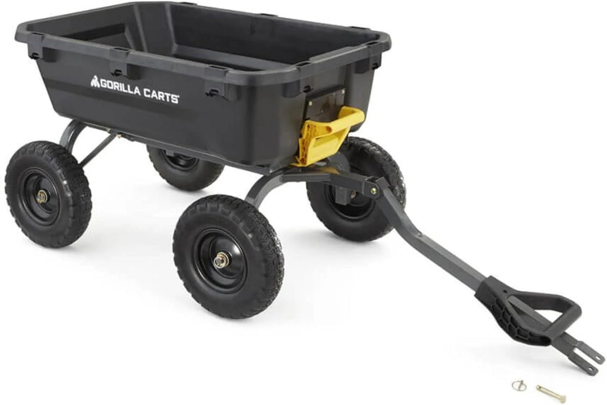 Poly Dump Garden Cart With No-Flat Tires, 7 Cubic Feet, 1200-Pound Capacity, Black - 7GCG-NF