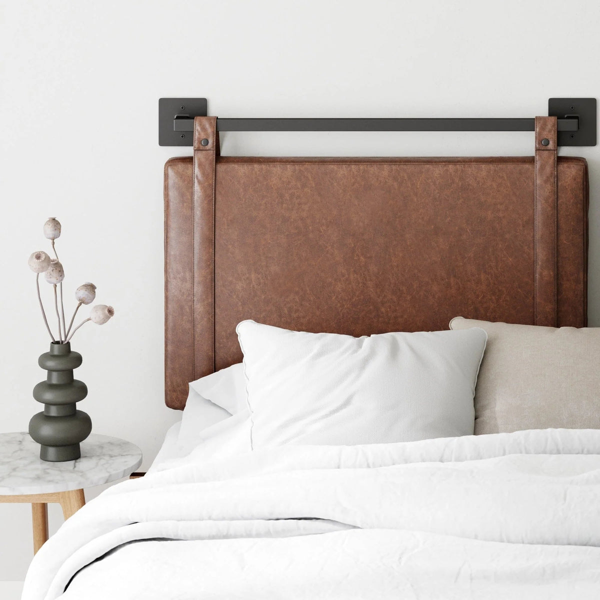 Wall-Mount Upholstered Headboard With Metal Rail - Twin, Queen & King