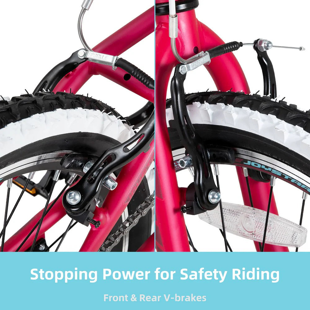 Kids' Single-Speed Mountain Bike, 20-Inch/24-Inch - White Wall Knobby Tires