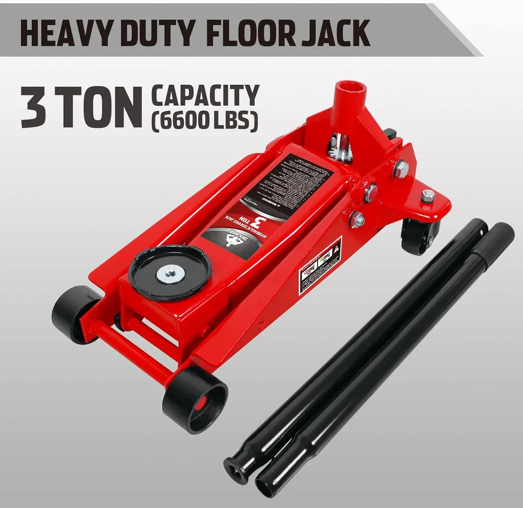 Jack Boss 3 Ton Aluminum And Steel Racing Floor Jack, Red - AS830011L