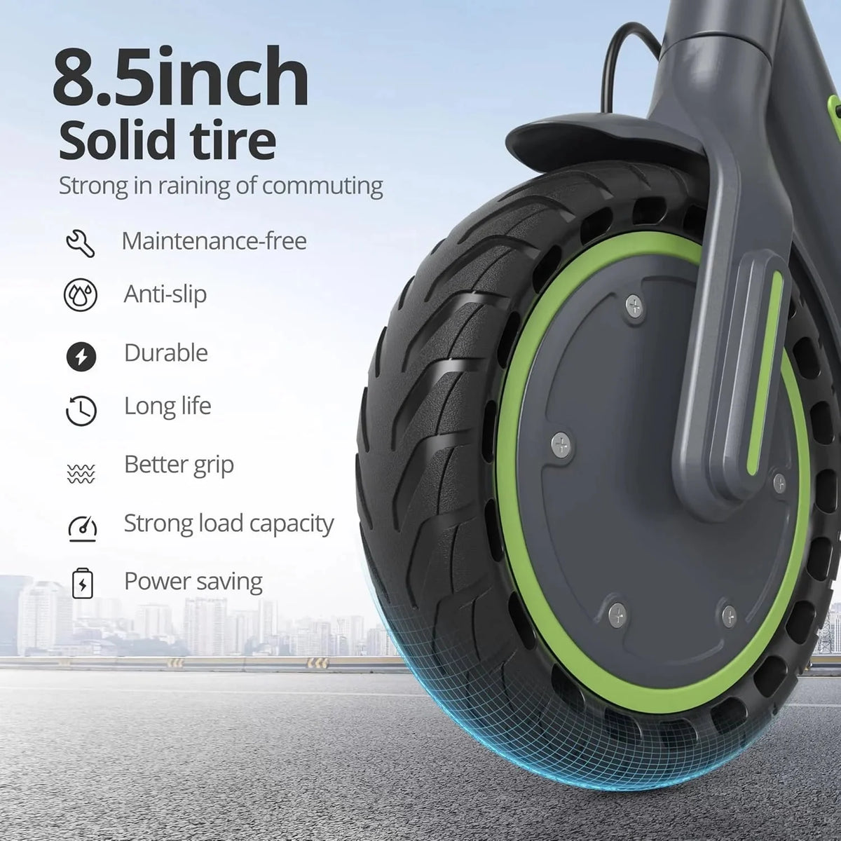Roinside Electric Scooter, 8.5 in Solid Tires, 350W, 19 MPH, 21-23 Miles - UP12 Plus