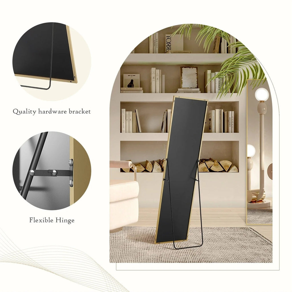 Full-Length Floor Mirror With Stand, Aluminum Alloy Frame - 71x30