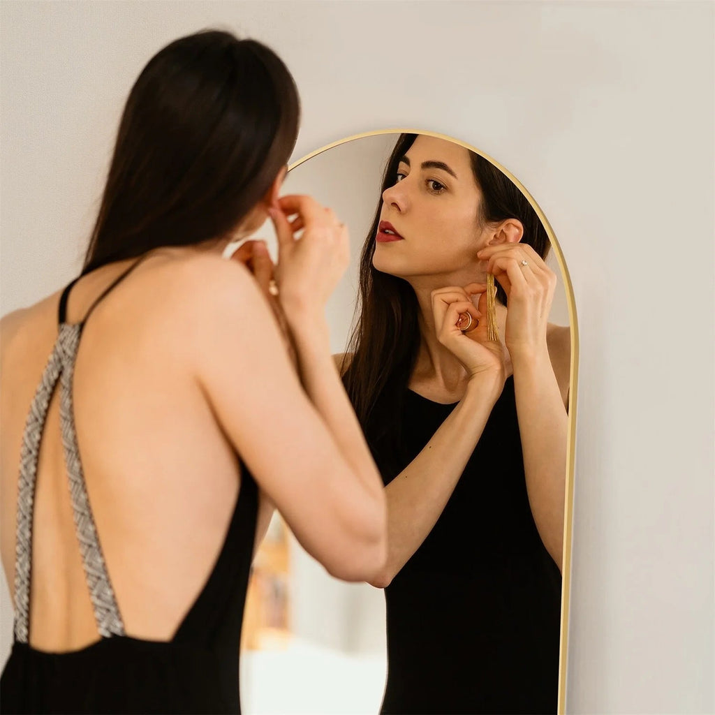 Full-Length Floor Mirror With Stand, Aluminum Alloy Frame - 71x30