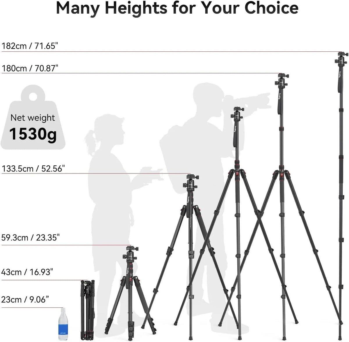 71in Foldable Aluminum Camera Tripod And Monopod