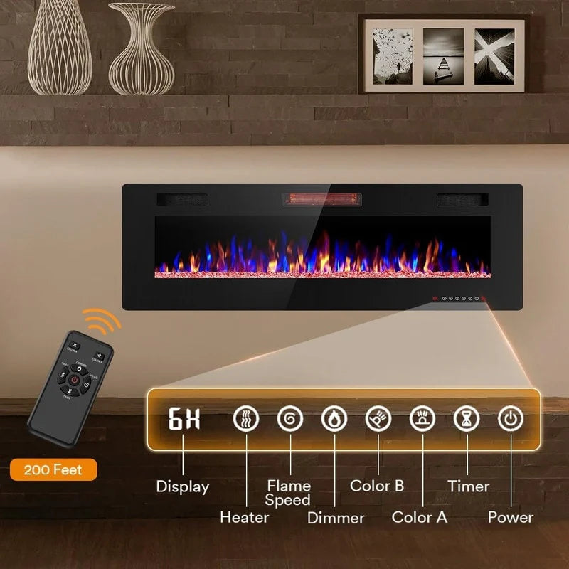 R.W.FLAME Recessed Electric Fireplace Heater, 30-inch, 750-1500W