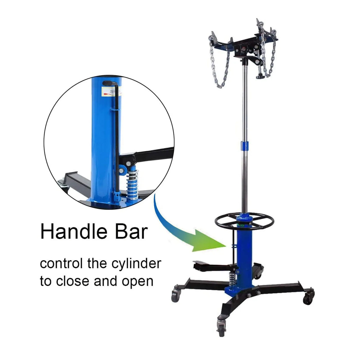 Hydraulic Car Transmission Jack Vertical Lift, 1660 Pounds, 33-70 in, Blue