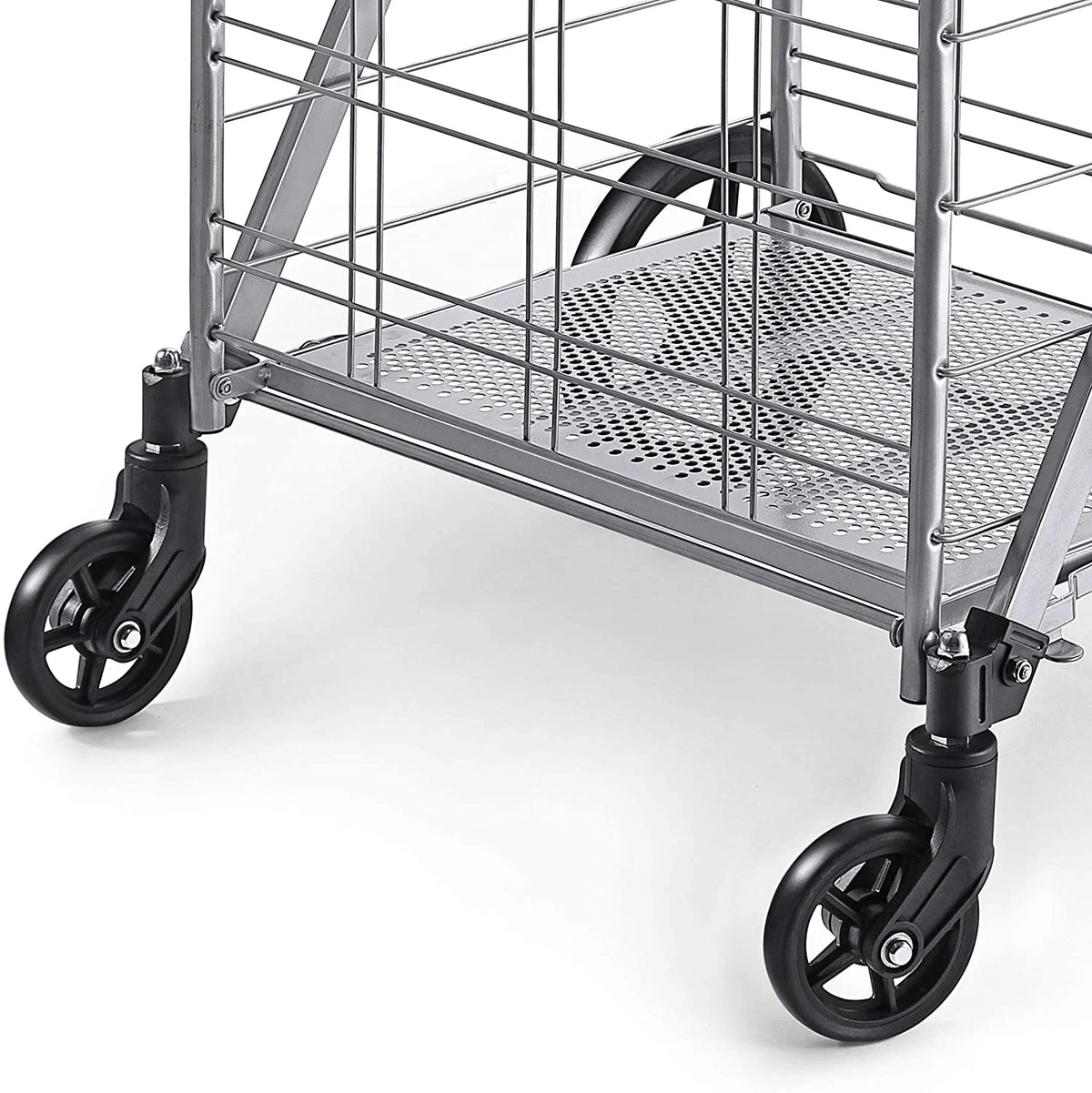 Wellmax Folding Metal Grocery Shopping Cart With Wheels, 31 x 24.5 x 40 Inches - WM99028S