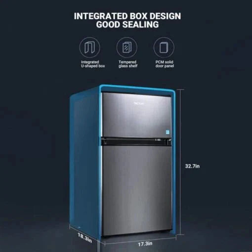 3.1 Cu. Ft. 2-Door Compact Refrigerator With Freezer, LED Light And Crisper Drawer