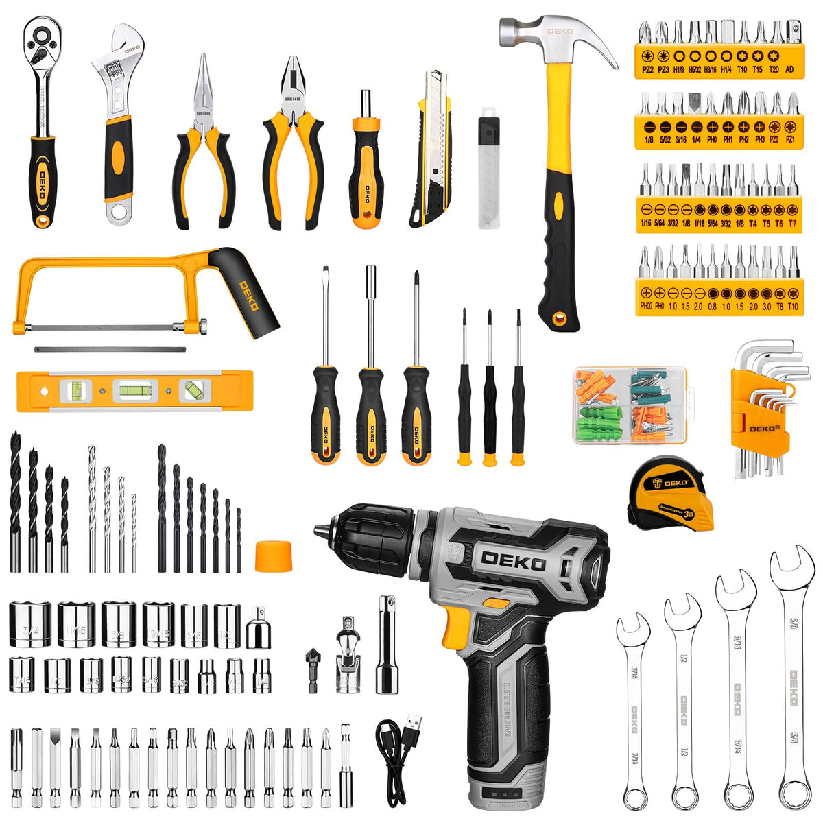Home Mechanic Tool Kit With Toolbox, 12V Cordless Drill And 238 Pieces
