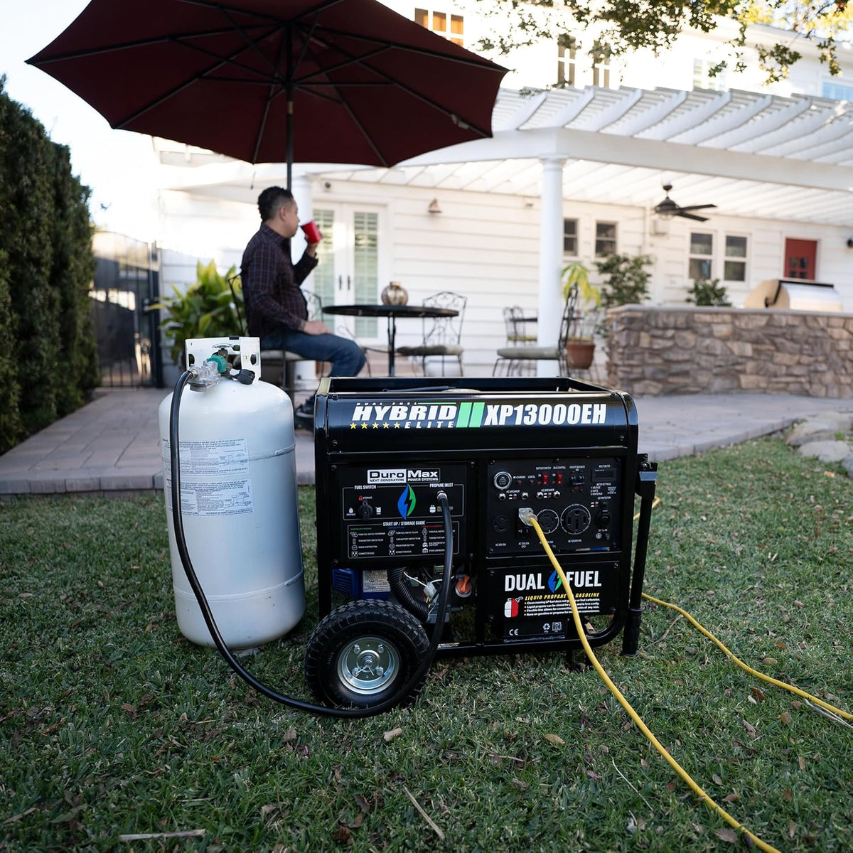DuroMax 13,000-Watt Dual Fuel Portable Generator, Gasoline/Propane, Electric Start - XP13000EH