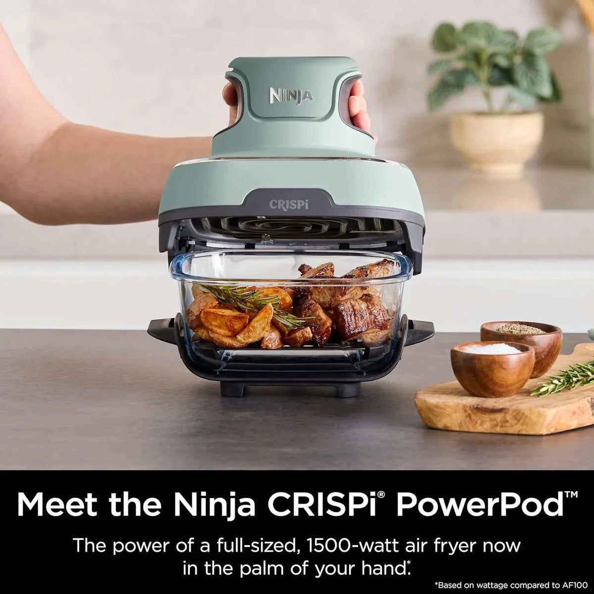 Ninja Crispi 4-in-1 Portable Glass Air Fryer Cooking System, 1500W, 4 QT And 6-Cup Containers