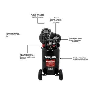 Husky 30 Gal. 175 PSI Oil Lubed Belt Drive Portable Vertical Electric Air Compressor - C304H