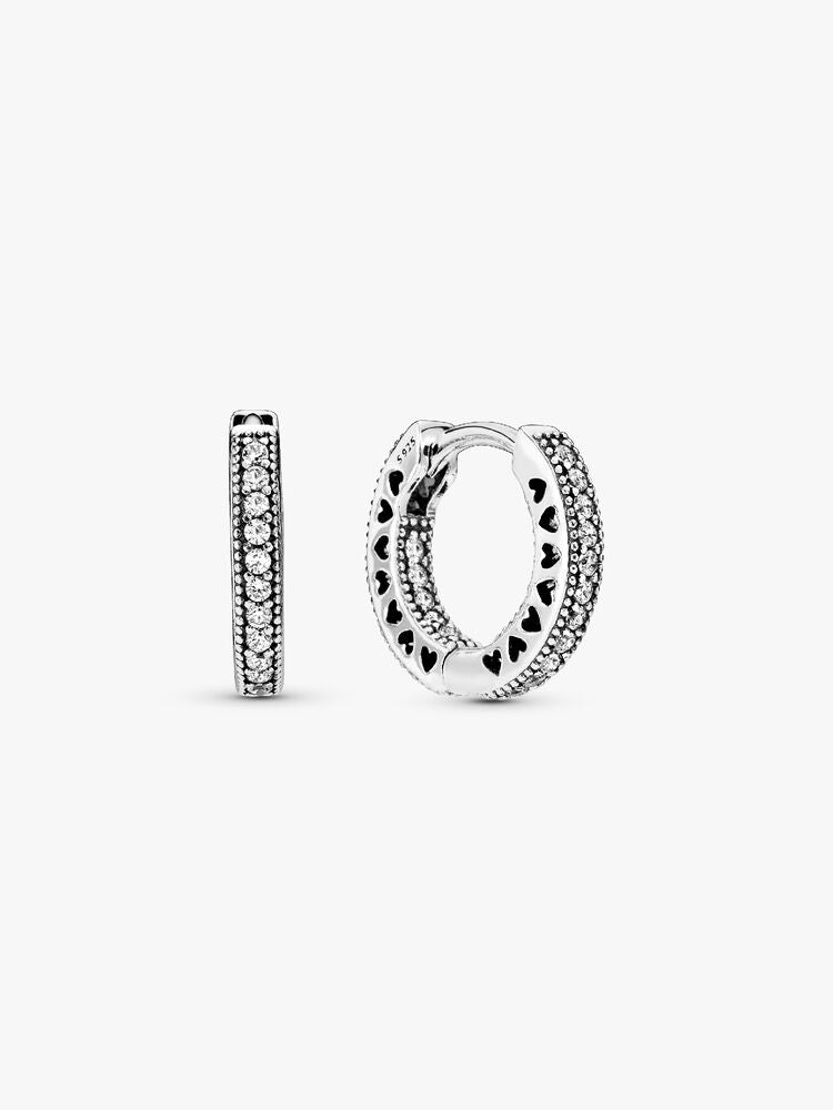 Pavé Heart Hoop Earrings