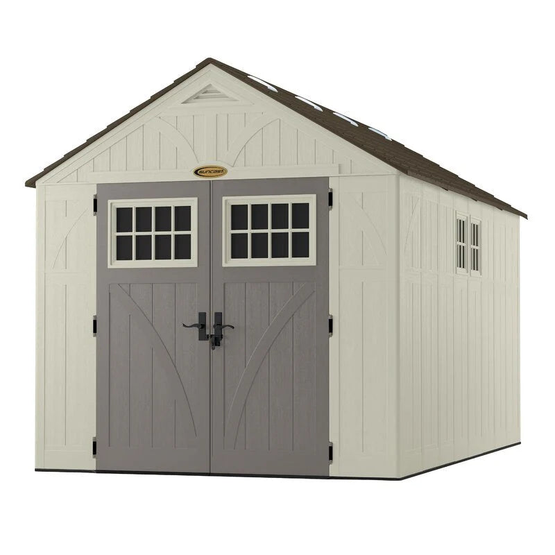 Suncast Tremont Plastic Storage Shed 8 ft W x 13 ft D, Taupe - BMS8135