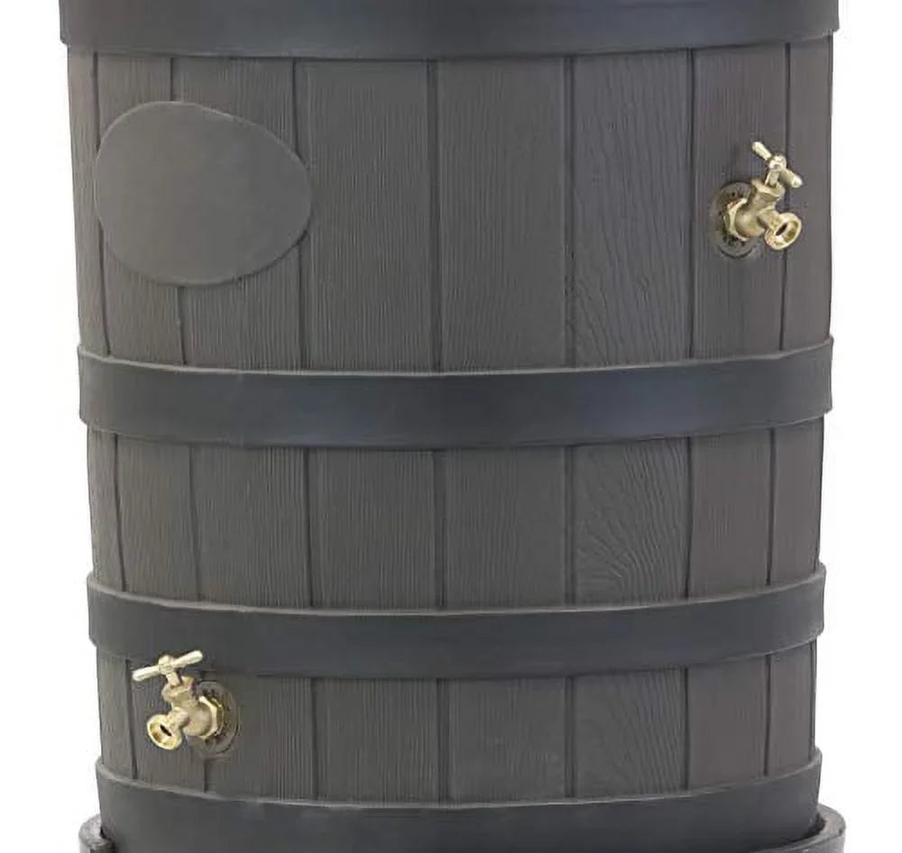 Good Ideas Rain Wizard Rain Barrel 50 Gallon American Oak With Darkened Ribs