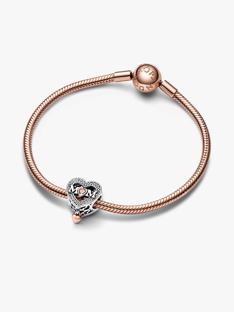 Two-tone Openwork Mom & Heart Charm