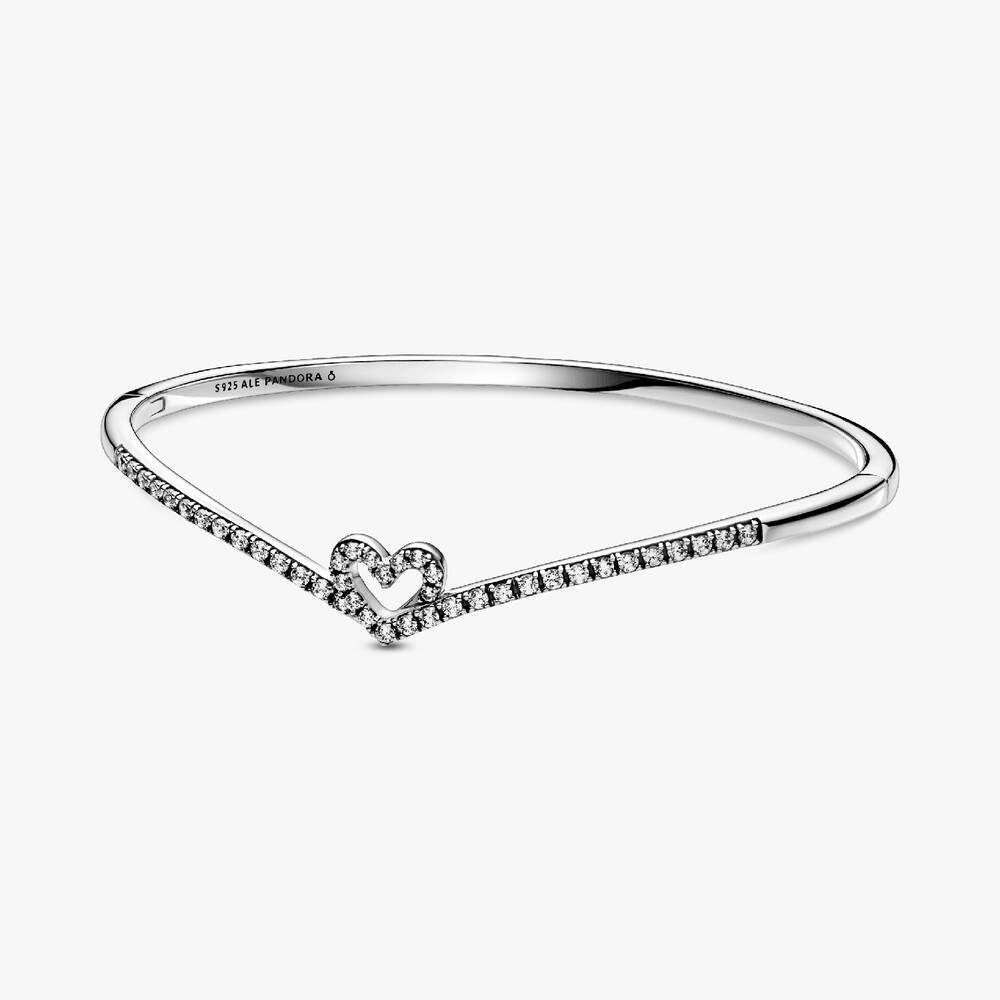 FINAL SALE - Sparkling Wishbone Heart Bangle