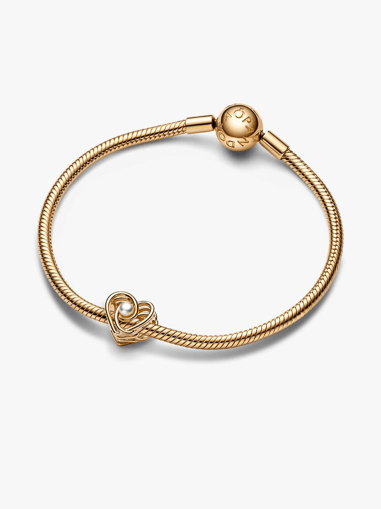 Openwork Swirling Heart & Treated Freshwater Cultured Pearl Charm