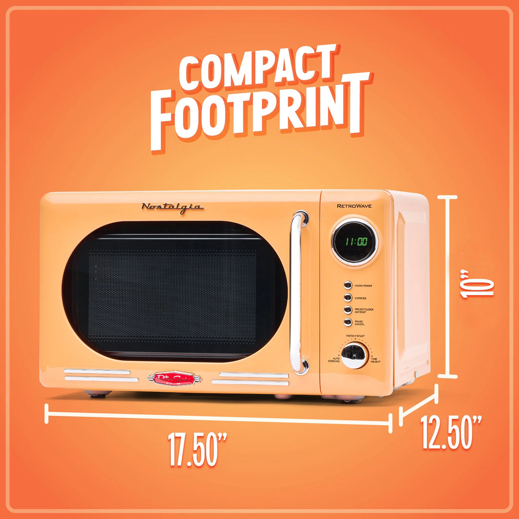 Nostalgia Retro Compact Countertop Microwave Oven 0.7 Cu. Ft. 700-Watts Orange