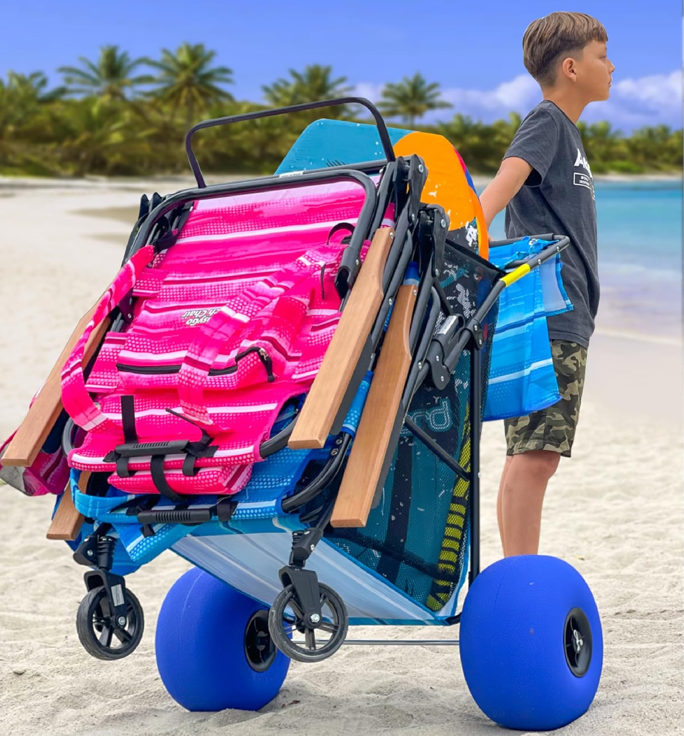 beach-cart-deluxeheavy-duty-folding-utility-wagon-with-13-balloon-wheels-removable-bag-blue-striped-holds-4-chairs-umbrella-2036