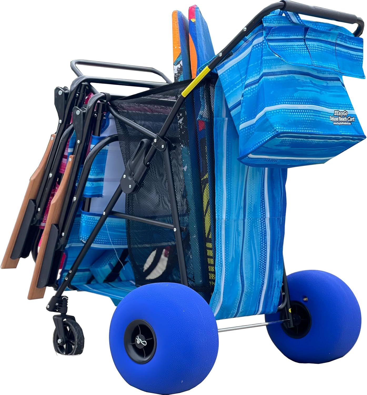 beach-cart-deluxeheavy-duty-folding-utility-wagon-with-13-balloon-wheels-removable-bag-blue-striped-holds-4-chairs-umbrella-2036