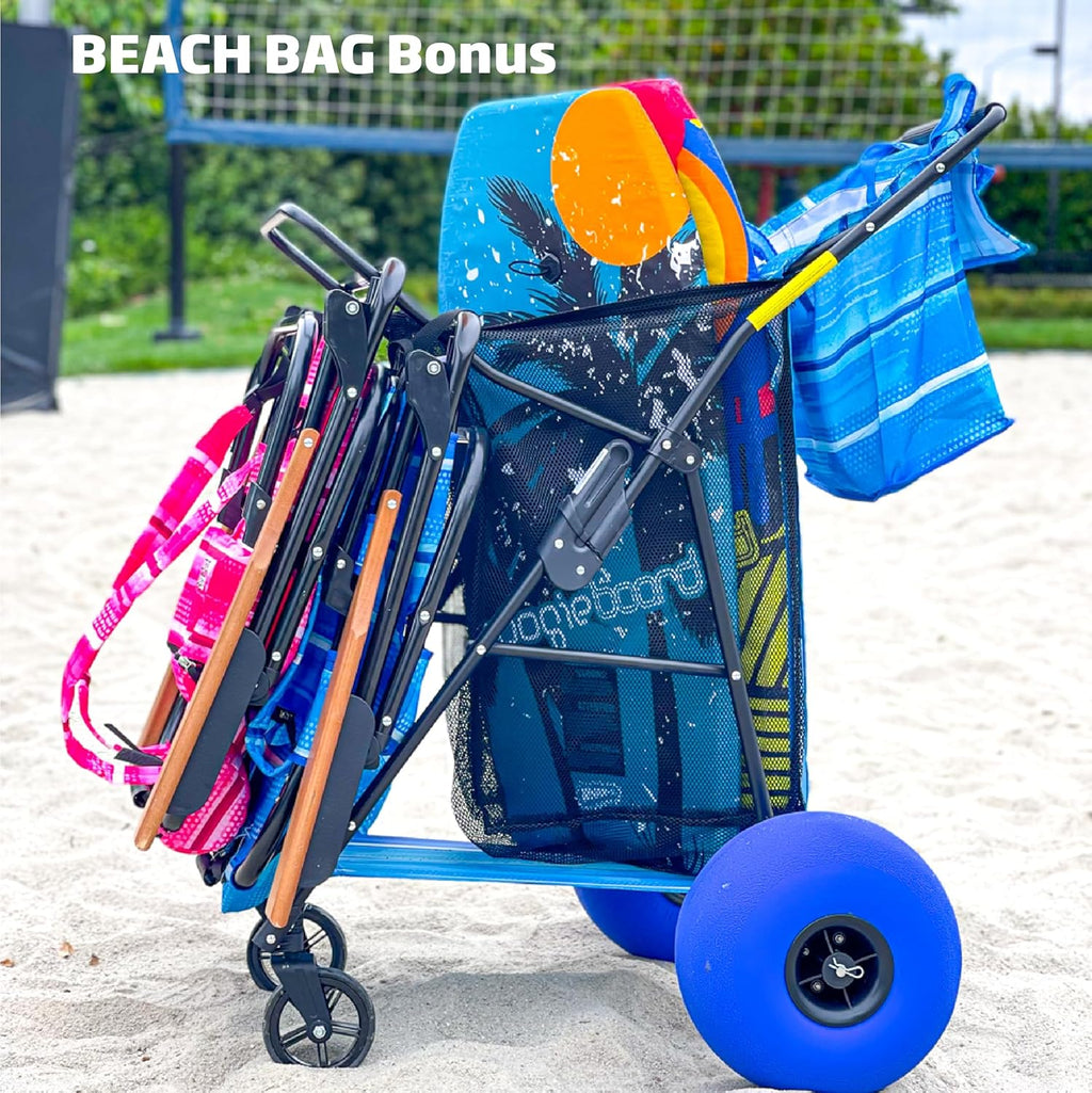 beach-cart-deluxeheavy-duty-folding-utility-wagon-with-13-balloon-wheels-removable-bag-blue-striped-holds-4-chairs-umbrella-2036