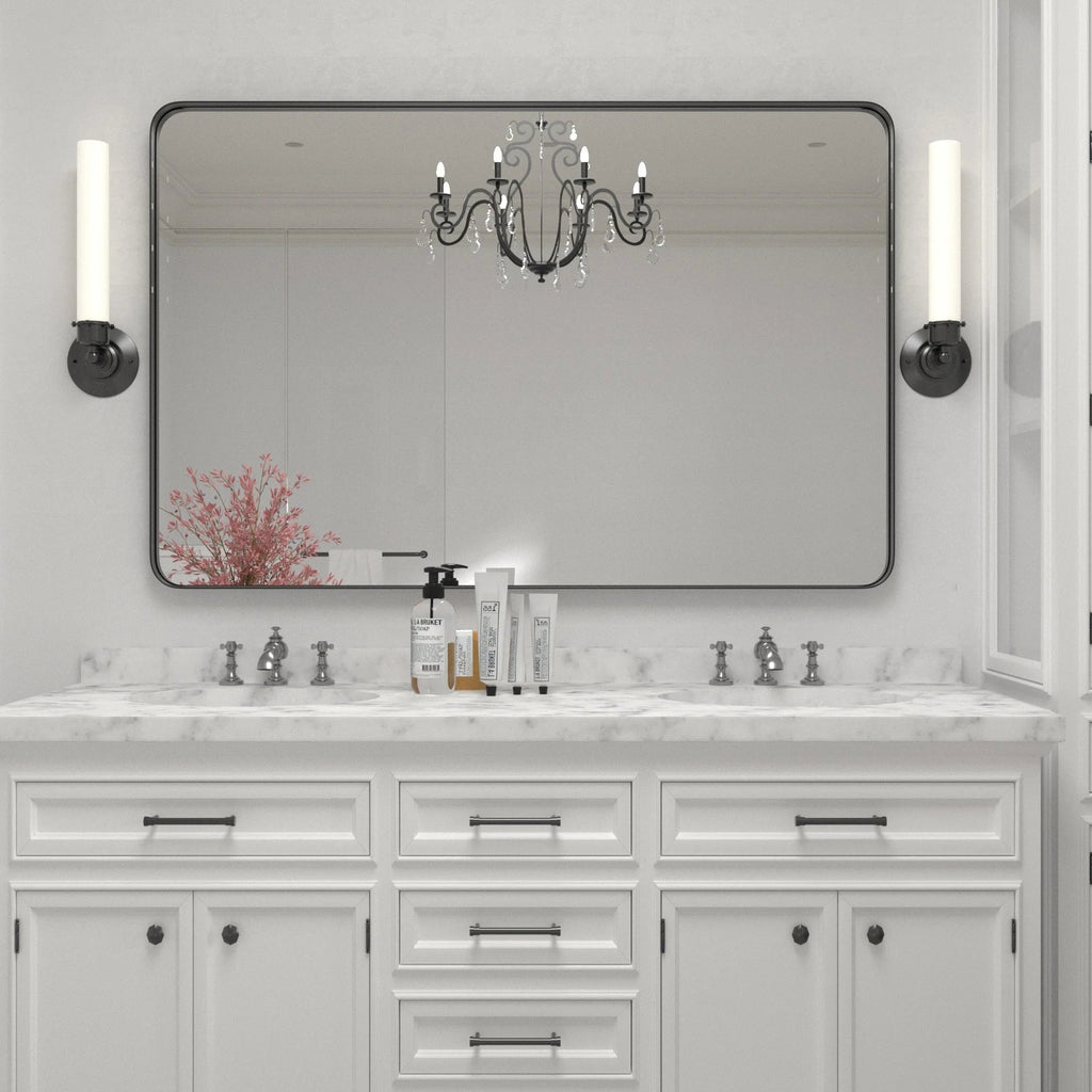 Framed Wall Vanity Mirror With Rounded Corners, 1 Piece