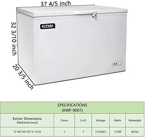 KITMA Commercial Top Chest Freezer 7 Cu. Ft. White