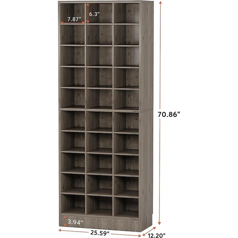 10-Tier Tall Shoe Cabinet, 30-Pair White Engineered Wood Shoe Storage Rack