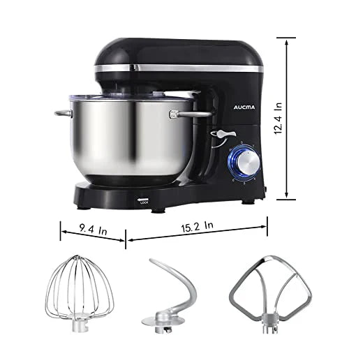 Aucma Stand Mixer 6.5-QT 660W 6-Speed Tilt-Head Food Mixer - Red