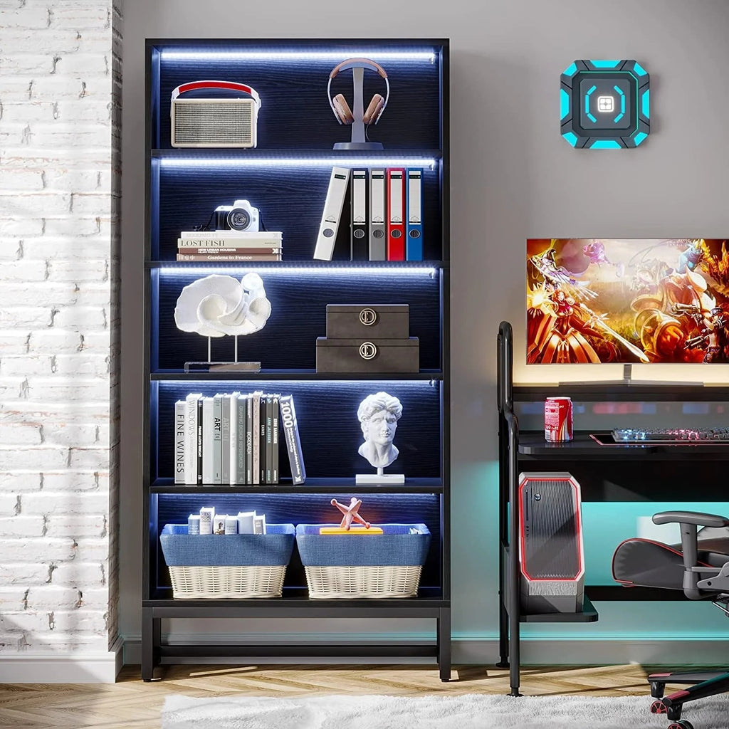 5-Tier Bookcase 31.5 Inch Wide x 11.81 Inch Deep x 70.87 Inch Tall - Sandalwood, Walnut, White, Black