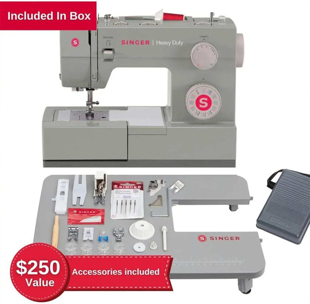 SINGER Heavy Duty High Speed Sewing Machine With Accessory Kit, 110 Stitch Applications - 4452