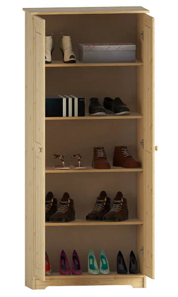 Solid Wood Freestanding Pantry Storage Cabinet With 2 Doors And 3 Adjustable Shelves