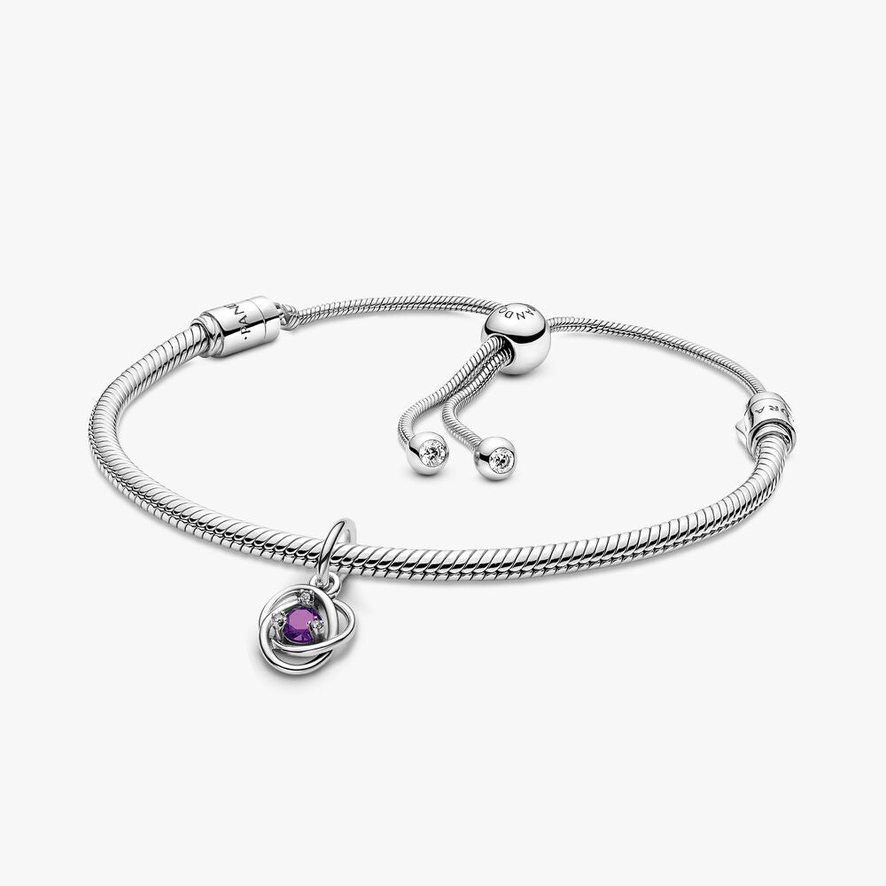 February Eternity Circle Dangle Charm Bracelet Set