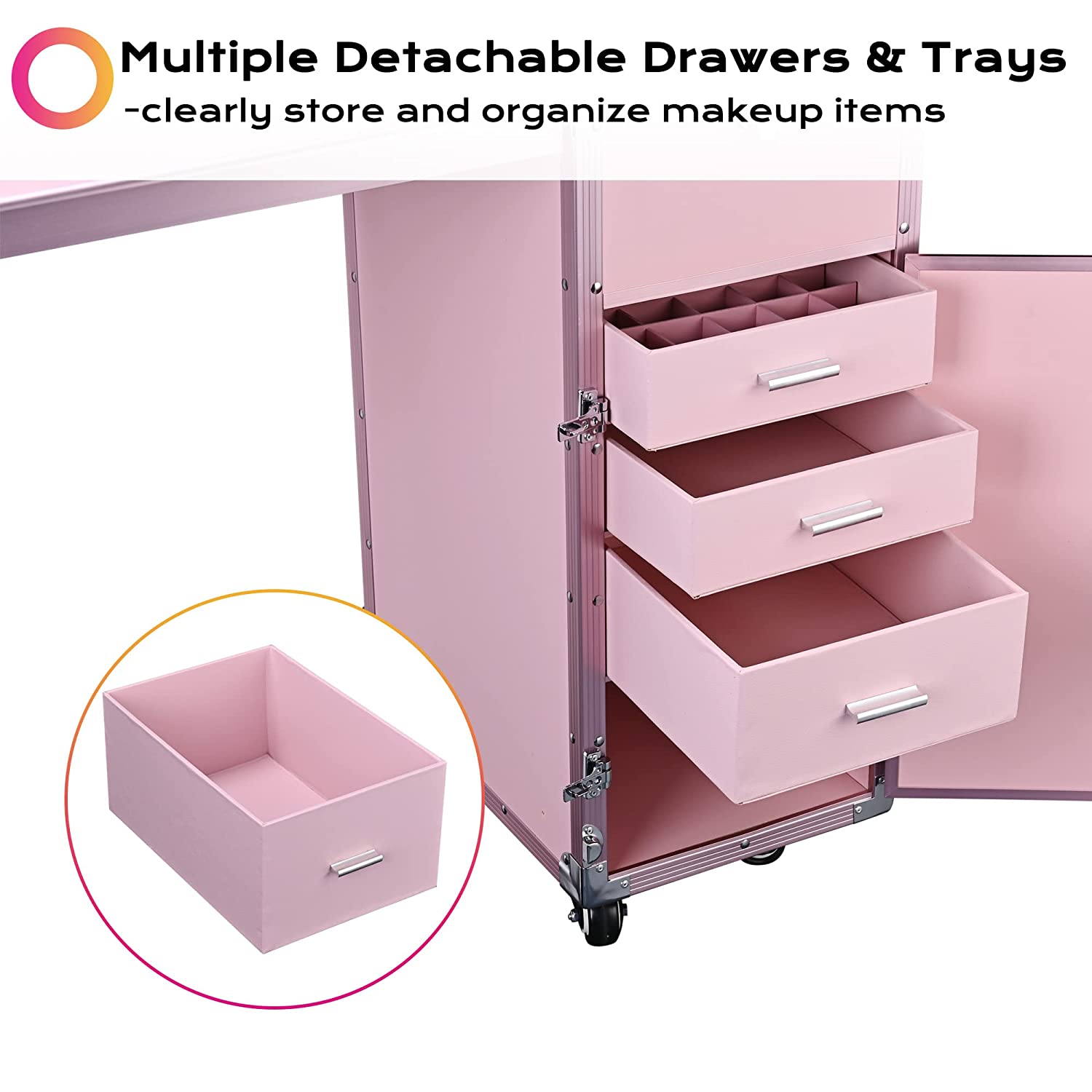 byootique-portable-nail-desk-makeup-train-case-with-mirror-bluetooth-speaker-lockable-drawers-pink-9294