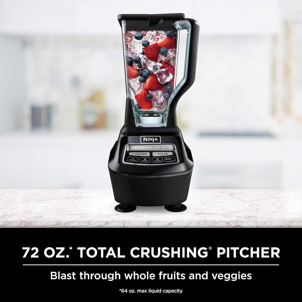 Ninja Blender And Food Processor System, 1500W, 72-Oz Pitcher, 64-Oz Bowl, Two 16-Oz To-Go Cups - Black