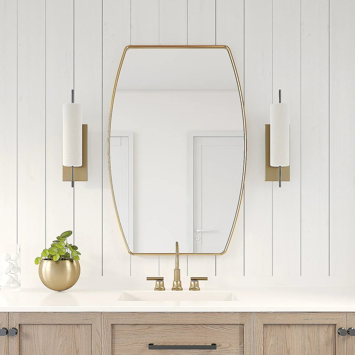 Oblong Metal Wall Mirror, 18 or 24 - Black, Gold, or Silver