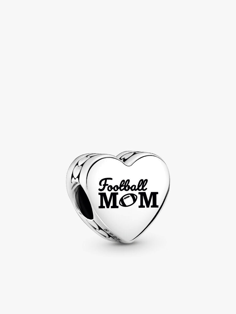 Engravable Football Mom Heart Charm