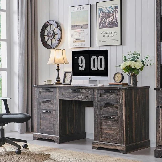 60' Farmhouse Wood Executive Computer Desk - 22'D x 60'W x 30'H