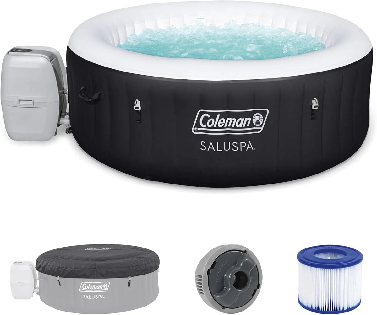 2-4 Person Inflatable Hot Tub With 120 Air Jets And Insulated Cover