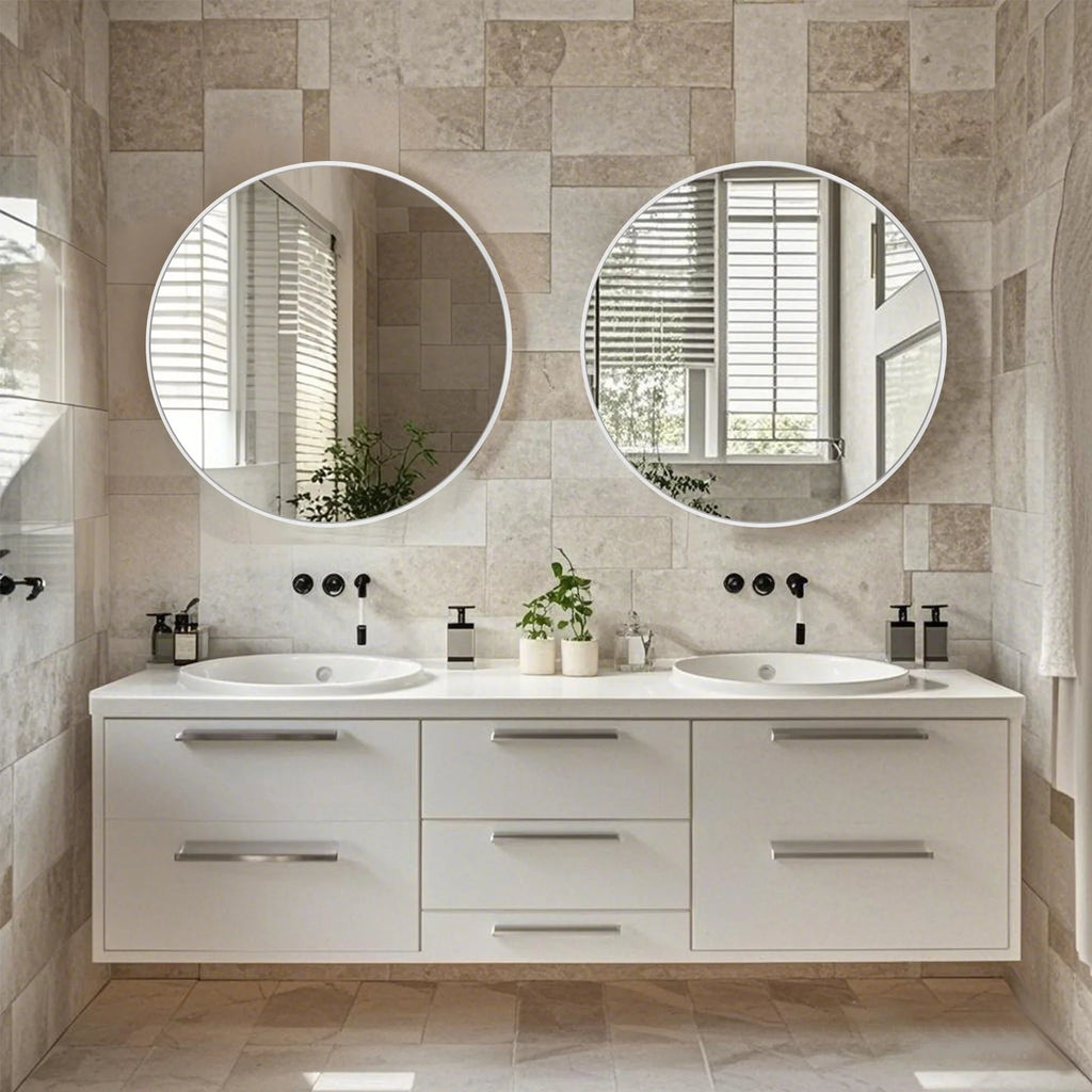 Round Bathroom Vanity Mirror, 24x24 / 36x36, Black, Brushed Gold or Silver