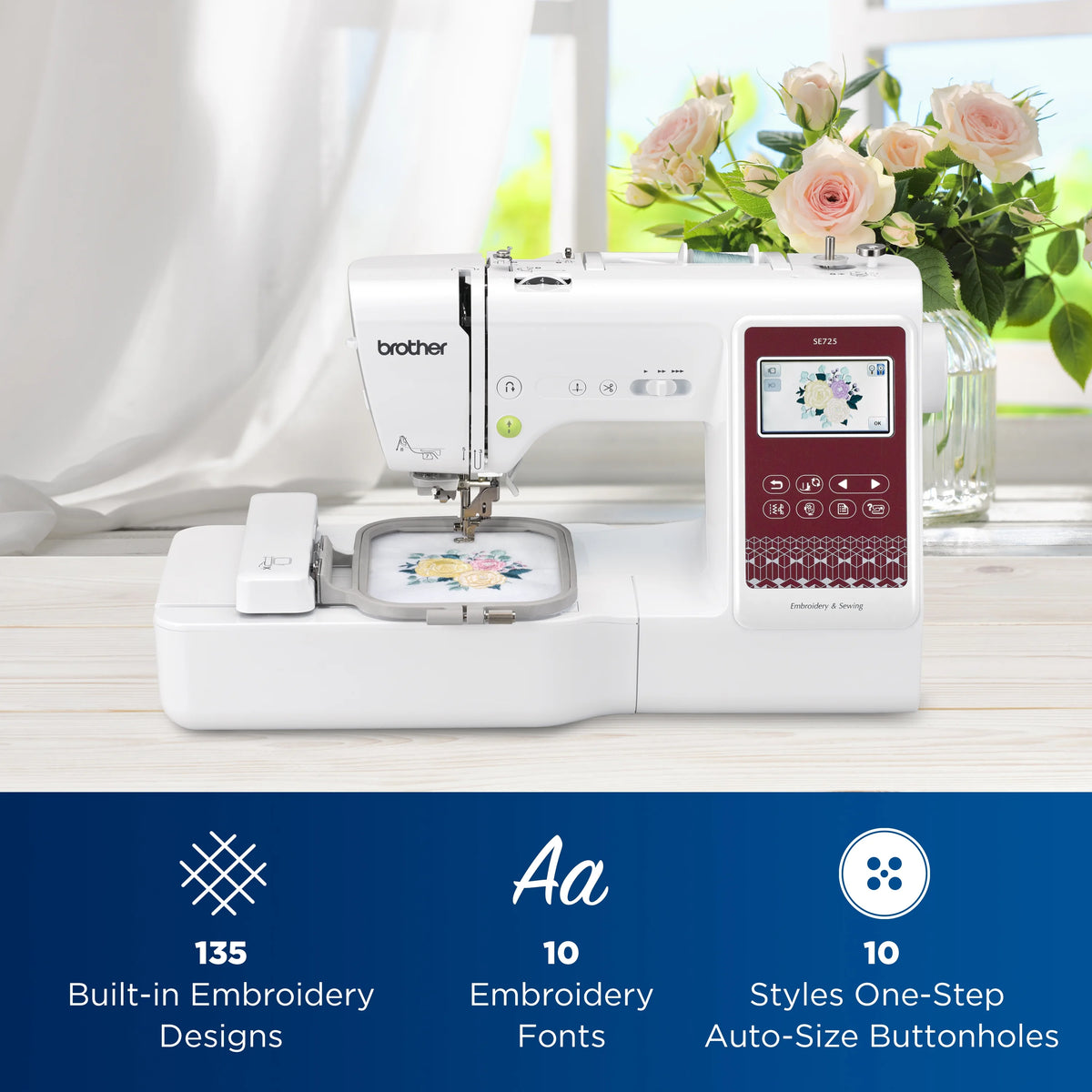 Brother Sewing And Embroidery Machine, 103 Stitches, 135 Designs, 4 in x 4 in - SE725