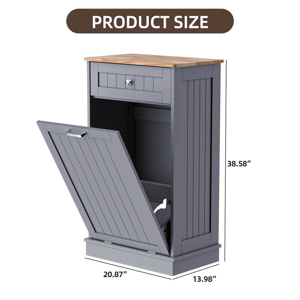 HARIPUL Single Tilt-Out Trash Cabinet For 13 Gallon Waste Bin, White