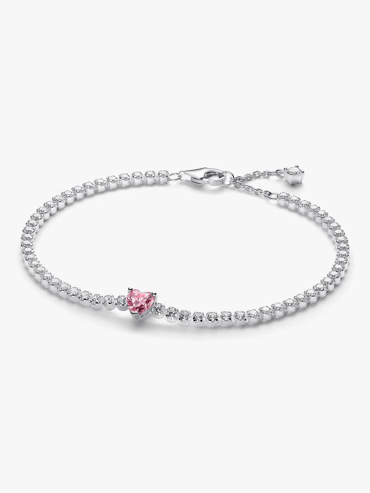 Pink Sparkling Heart Bracelet and Earring Set