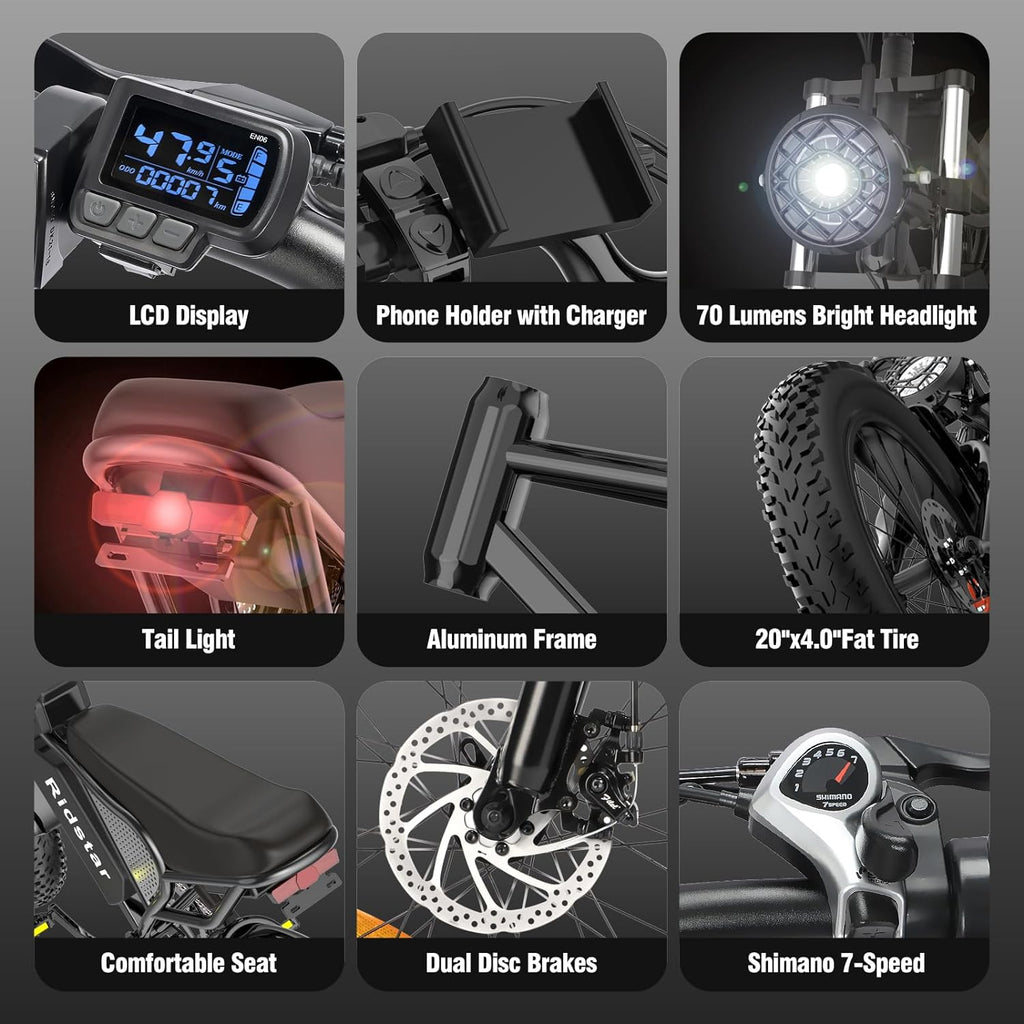 All-Terrain Fat Tire Electric Bike For Adults, 2000W 52V, 30-180 Mile Range - Q20