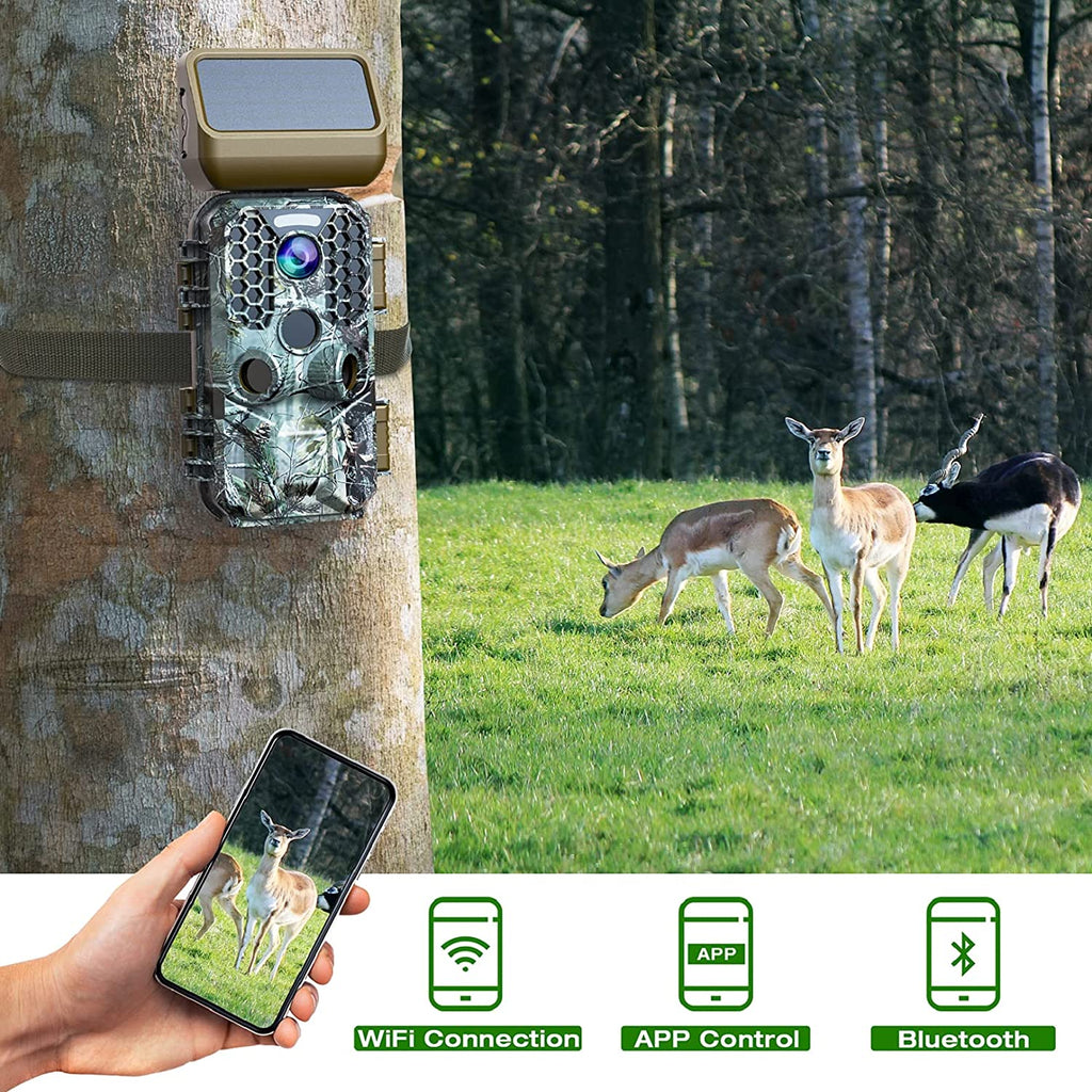 Solar Panel Trail Camera 4K 30MP WiFi Bluetooth - T200