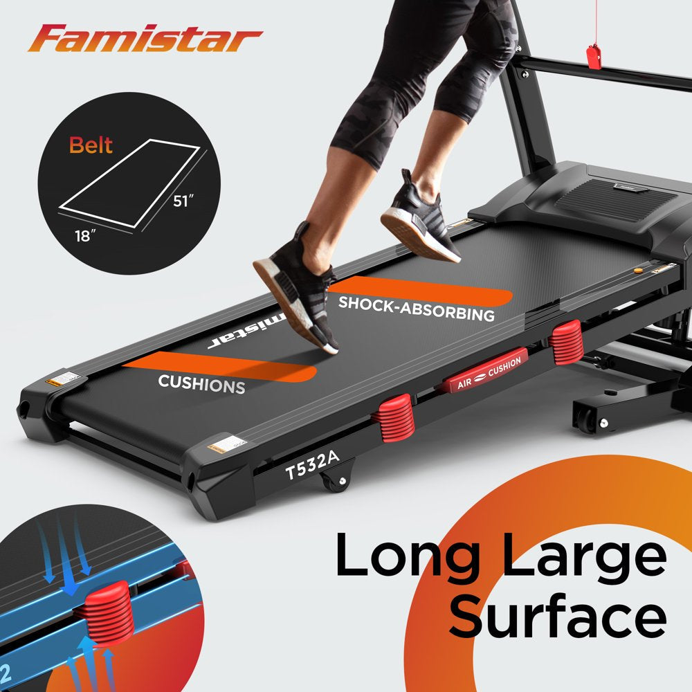 Famistar Folding Treadmill With 15 Levels Auto Incline, 300LB Capacity And 10MPH Speed