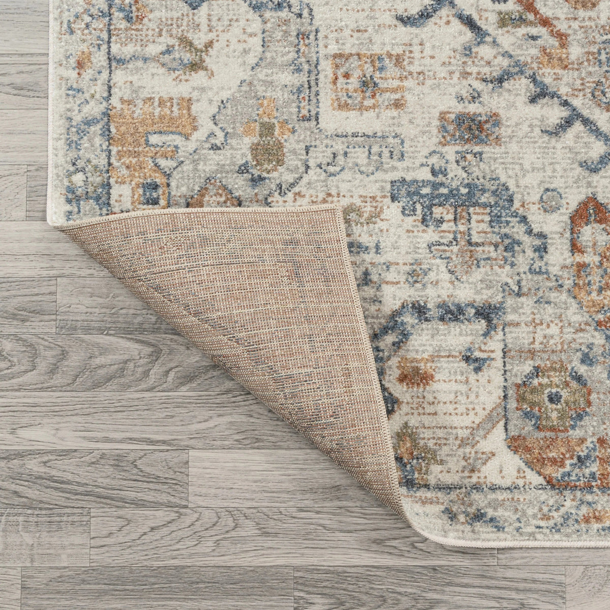 Bohemian Medallion Low-Pile Machine-Washable Area Rug, Cream And Terra